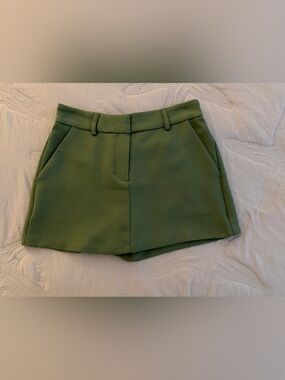 Green High-Waist Tailored Shorts (skorts)